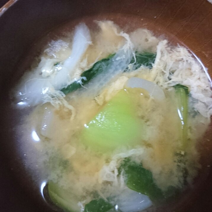 チンゲン菜と卵の味噌汁